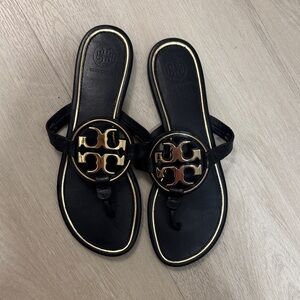 Tory Burch Black and Gold Sandals